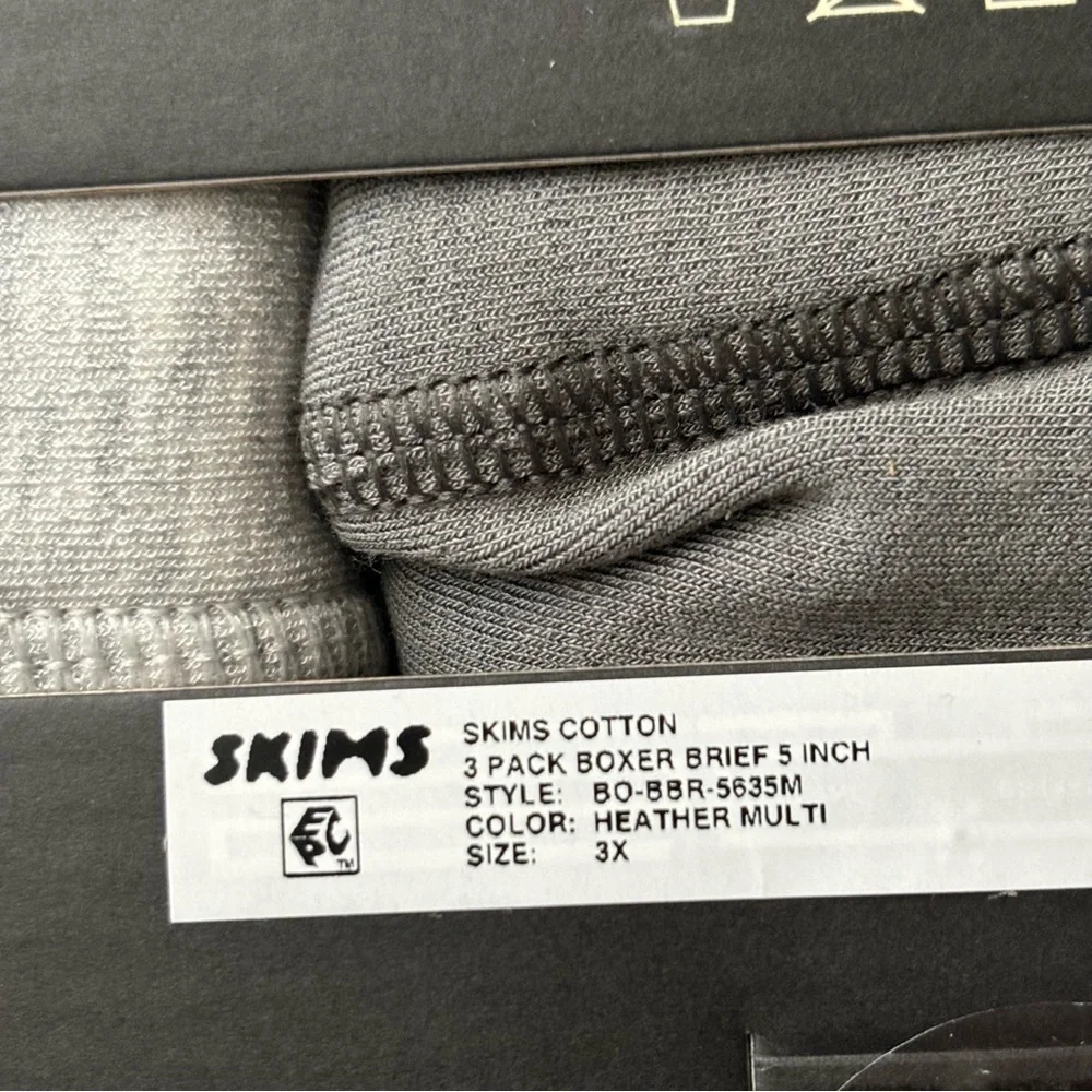 SKIMS Men’s 5” Boxer Brief 3-Pack Heather Multi Size 3X New Waist 48-50”